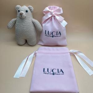 Sacs de luxe personnalisés en velours blanc et daim avec ruban rose, échantillon <span class=keywords><strong>gratuit</strong></span> pour emballage <span class=keywords><strong>cadeau</strong></span> et bonbons - Product Image 6