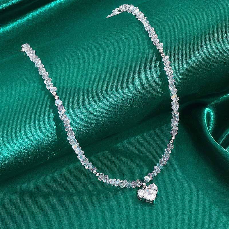 Minimalist Bead Crystal love Necklace for Women Trendy Korean