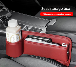 Organisateur de siège de voiture de luxe avec porte-gobelet, accessoire pour siège de voiture, accessoires latéraux pour siège de voiture, boîte de rangement en cuir PU pour l'espace entre les sièges - Product Image 5
