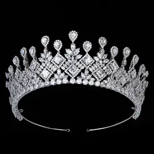 Корона и тиары Новые великолепные женские украшения для волос Свадебные аксессуары для волос с кубическим цирконием BC5717 Корона принцы