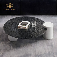 Ensemble de tables basses en marbre de luxe moderne italien, table centrale simple pour salon, mobilier de villa convertible pour appartement