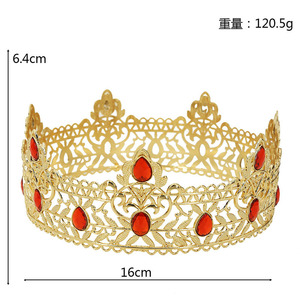 Diadema Vintage Estilo Barroco Real, Tocado de Cumpleaños, Corona Grande de Cristal de Colores, Estilo Europeo y Americano - Product Image 6