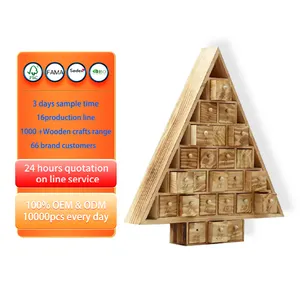 Personalized Tall Christmas Tree Shaped Wooden Advent unterteilt holz geschenk box