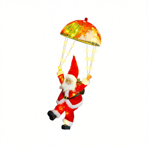 Luces LED de Paracaídas de Santa Claus de 24.8 Pulgadas, Decoración Navideña Colgante para Árbol de Navidad, Cadena de Luces con Temporizador de Memoria, Modelo con Enchufe - Product Image 1