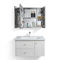 Armoire de salle de bain en acier inoxydable avec miroir, étagères multiples et porte miroir intérieure pour salon, salle de bain commerciale, décoration moderne