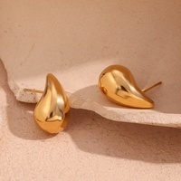 Nouvelles boucles d'oreilles pendantes en forme de goutte d'eau creuses pour femmes, plaquées or, en acier inoxydable