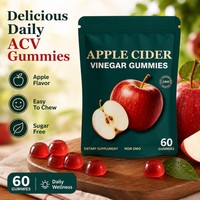 OEM Gummies au Vinaigre de Cidre 1000mg 60 Unités Sans Sucre Gestion du Poids Probiotiques B12 GMP