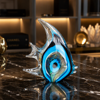 Ornement en verre coloré de style Murano fait main, en forme de poisson-lune et de poisson-ange, pour décoration de table sur le thème de l'océan, cadeau de collection