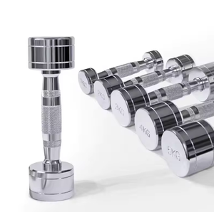 Haltères en acier électroplaqué OEM <span class=keywords><strong>Jlw</strong></span> pour usage commercial, unisexe, couleur argent, gamme de poids de 1 kg à 10 kg, entraînement du corps entier, taille personnalisée - Product Image 1