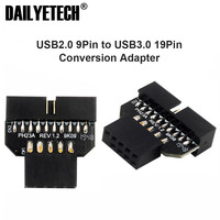 Placa base USB 3,0 de 9 pines a USB3.0, convertidor de conector de Panel frontal de 19 pines a USB 2,0, adaptador hembra de cabeza de 9 pines