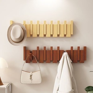 Solid wood piano key <b>coat</b> rack, wall-mounted <b>coat</b> <b>hooks</b>, bedroom, entryway, behind the front door, walnut no-drill <b>coat</b> rack - Product Image 1