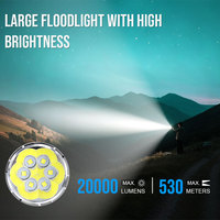 Linterna TrustFire TR-200 de 20000 Lúmenes, Alta Potencia, Resistente al Agua, Recargable, Portátil, para Aventuras al Aire Libre
