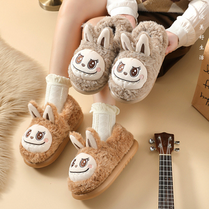 Pantuflas Labubu para Mujer, Invierno, EVA, Punta Cerrada, para el Hogar, Nuevo Estilo, Suela Gruesa Antideslizante, con Lindos Dibujos Animados - Product Image 1