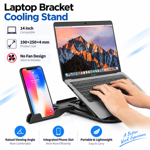 Support de refroidissement pour ordinateur portable multicolore, support pour ordinateur portable avec support pour smartphone et plaque rotative, vente chaude, OEM et ODM - Product Image 1