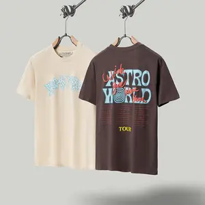 Custom Heavy Brief Lightning Bladerdeeg Print En Screen Gedrukt Oversized Korte Mouwen T-shirt Unisex Grafische T-shirt