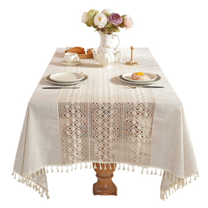 Crochet Hollow Lace <b>Table</b> Cloth Customized Polyester Cotton Blend Wedding Home Outdoor <b>Table</b> <b>Cover</b> OEM Manufacturer - Product Image 1