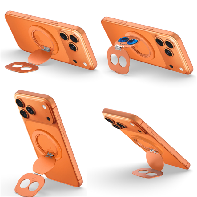 Foldable Metal Ring Magnetic Phone Holder Adjustable Height Lazy Stand for Desktop Use Universal Home & Travel
