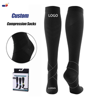 Chaussettes de compression athlétiques personnalisées en fibre de bambou, hauteur genou, 20-30 mmHg, avec sangle de cheville et sangle croisée, pour la course et usage médical