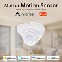 Capteur de mouvement intelligent Matter, interrupteurs inductifs, capteur PIR, double alimentation (USB/batterie), 5W, portée de détection 6m, indice de protection IP20, ABS