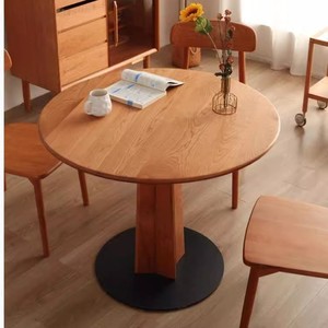 Solid Wood <b>Round</b> Dining <b>Table</b> 95cm110cm120cm Stable Modern Minimalist Design For <b>Small</b> Homes Living Room - Product Image 5