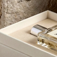Boîte à parfum rigide en deux parties, blanche, de luxe, personnalisée, avec couvercle amovible, réutilisable, écologique, doublée d'une éponge, boîte cadeau pour cosmétiques et soins de la peau