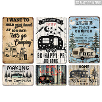 Juego de Letreros Metálicos Vintage para Camping, Decoración Retro para Pared de Autocaravana, para Campamento, Cueva del Hombre, Bar, Hogar, Decoración de Camping
