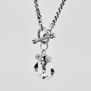 Collier gothique en métal avec ancre de crâne, pendentif en argent, rue, Bar pour jeunes, Culture, personnalité, vente en gros - Product Image 2
