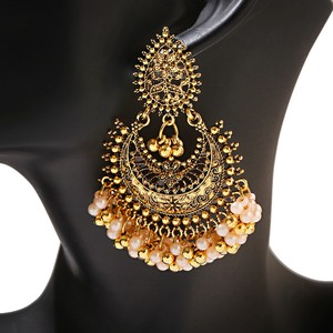 <span class=keywords><strong>Orecchini</strong></span> <span class=keywords><strong>Pendenti</strong></span> <span class=keywords><strong>a</strong></span> <span class=keywords><strong>Forma</strong></span> <span class=keywords><strong>di</strong></span> <span class=keywords><strong>Cuore</strong></span> con Perle e Campanelle, Gioielli Indiani per Ragazze, Stile Vintage, Regalo alla Moda - Product Image 6