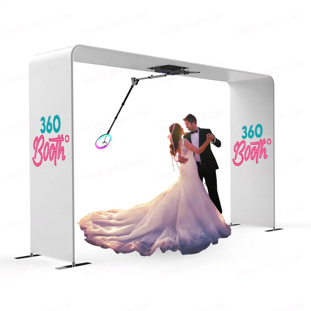 Stabiler 360 Top Spinner Luft Photo booth Motor Spinning 360 Foto kabine mit LED-Rin glicht und individuellem Fachwerk für Hochzeits feier