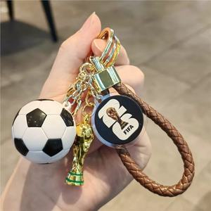 2026 Sport Lovers Football Souvenirs <b>Keyring</b> Braided PU Phone Strap Sport Backpack Charms Cute Football Pendant Keychain for Boy - Product Image 2