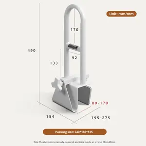Barre d'appui antidérapante moderne pour baignoire, revêtement en poudre, capacité de charge de 250 lb, pour les personnes âgées et les femmes enceintes, pour prendre un bain en toute sécurité - Product Image 2