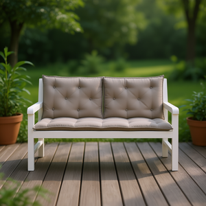 Ensemble de 2 coussins de banc de jardin d'extérieur, tissu Oxford taupe, durable, matelassé, amovible, lavable, utilisation toutes saisons - Product Image 2