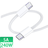 Câble de charge rapide USB-C vers Type-C en nylon tressé 240W avec conducteur en cuivre pur pour iPhone 16/15/15Pro Max et appareil photo