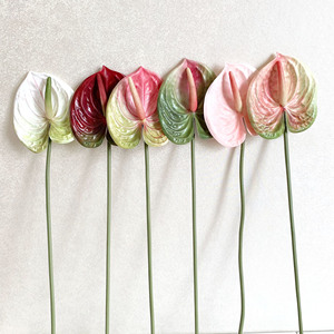 Planta de Anthurium de flor <span class=keywords><strong>verde</strong></span> blanca grande de plástico de tacto Real Artificial de alta calidad para centro de mesa decoración de boda - Product Image 1