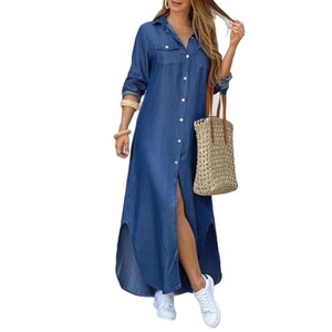 Vestido sexy de manga larga hasta el suelo para mujer con tela de gasa Nuevo estampado de estilo Europeo Americano para ropa de Club - Product Image 5