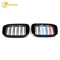 Calandre avant noire brillante avec grilles tricolores pour BMW X3 G01 X4 G02 X3M F97 X4M F98, double lamelles