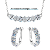 Ensemble élégant en argent 925 avec boucles d'oreilles clips rondes en moissanite de 4 mm et 2 mm et collier incurvé pour anniversaire