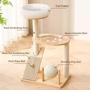 Solid Wood <b>Cat</b> <b>Tree</b> Tower Scratcher Capsule & Scratch Resistance <b>Cat</b> Climbing Frame Sisal Material <b>Cat</b> House Container - Product Image 2
