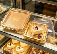 Nouvelle Arrivée Bingo : Boîte à Gâteau Rectangulaire en PET avec Couvercle Doré, Qualité Alimentaire, Jetable, pour Sandwich, Pizza, Pain, Hamburger, Logo Personnalisé, Divers Modèles