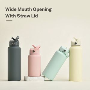 Wide Mouth Portable Sports Tumbler 1200ml Stainless Steel Vacuum Insulated Water <b>Bottle</b> with Straw Leakproof Jug for Fitness - Product Image 3