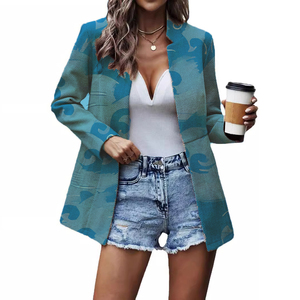 Cárdigan de Mujer Grueso con Diseño Jacquard y Empalmes de Color Sólido, a la Moda - Product Image 1