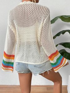 Cardigan en laine mohair à fleurs pour femmes <span class=keywords><strong>SHENHE</strong></span>, crocheté, ajouré, ouvert sur le devant, manches longues - Product Image 2
