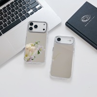 Coque de protection de luxe pour iPhone 17 16 Pro Max avec miroir de maquillage plaqué, design tendance et mignon pour filles