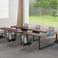 Vente directe d'usine - Poste de travail exécutif moderne de haute technologie, bureau convertible en panneaux de teck pour salle de réunion et atelier