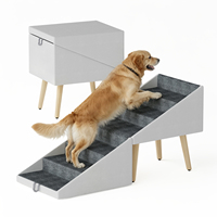 Escabeau pliable 2-en-1 pour chien, 6 marches, pour lit ou canapé surélevé, rampe pour animaux, tabouret-chaise