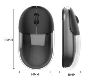 Nhà Máy Bán buôn OEM 2.4G <span class=keywords><strong>3D</strong></span> Chuột không dây trong suốt PC 2.4G BT kép chế độ chuột có thể sạc lại trong suốt văn phòng chuột - Product Image 6