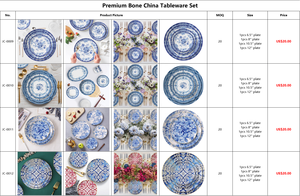 Vajilla de Porcelana China Azul y Blanca de 4 Piezas, Diseño de Flores Estilo <span class=keywords><strong>Chino</strong></span>, Diseño Personalizable, Vajilla de Lujo para Comida - Product Image 6