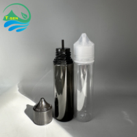 Grand stock – Bouteille vide en plastique PET transparent/noir de 60 ml V3, avec bouchon inviolable, pour huiles essentielles et compte-gouttes