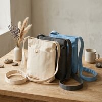 Sac bandoulière en coton épais gris foncé, vierge et personnalisable, sac fourre-tout à bandoulière, pochette de rangement pour le bureau et les trajets quotidiens