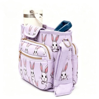 Sac à langer pour poussette en polyester imperméable grande capacité, personnalisable avec impression intégrale, poche amovible, bretelles réglables, fermeture éclair, toutes saisons